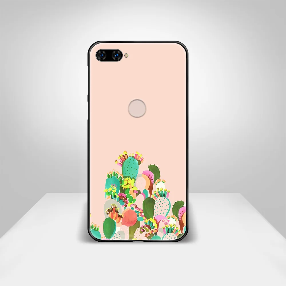 cartoon Cactus green Phone Case Cover Hull For HUAWEI honor 8 8c 8a 8x 9 9a 9x V10 MATE 10 20 I lite pro black cell cover luxury | Мобильные