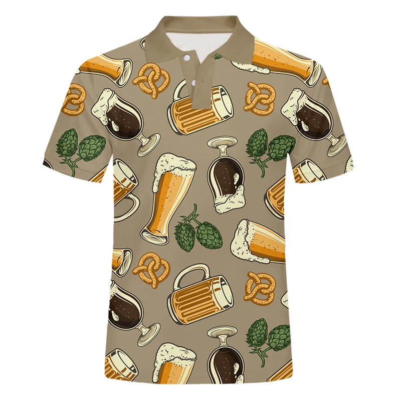

IFPD EU Size Hip Hop 3D Polo T Shirt Beer Print Men's Polo Shirts Summer Cheers Short Sleeve Shirt Harajuku Top Dropshipping