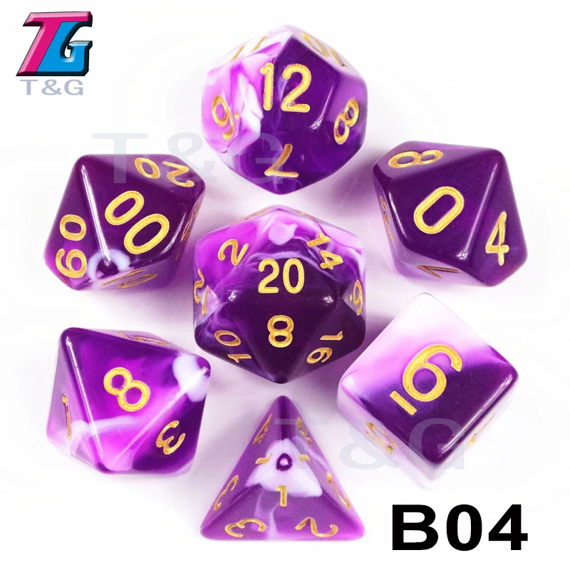 7 шт./компл. многогранные TRPG игры для подземелий драконов непрозрачные D4-D20 многогранные кости Поп для настольной игры