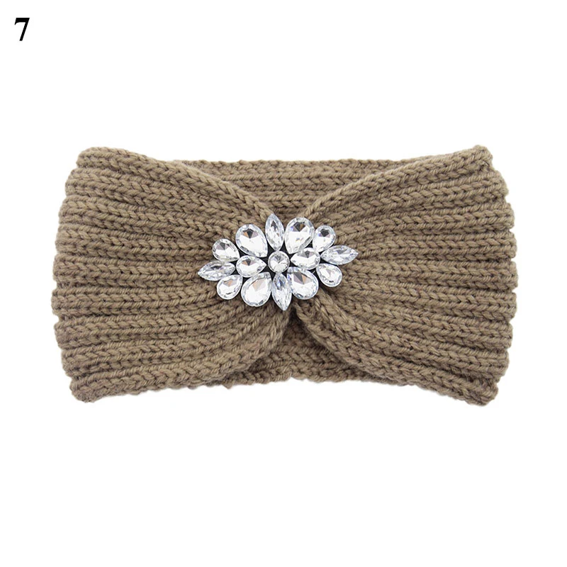 

Women Rhinestone Knitted Headbands Women Winter Warm Crochet Head Wrap Wide Elastic Hair Headband Accessories Hair Bands