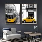 Настенная Картина на холсте Лондонский город желтая дорога ТРАМ скандинавские плакаты и принты винтажные настенные картины для декора гостиной