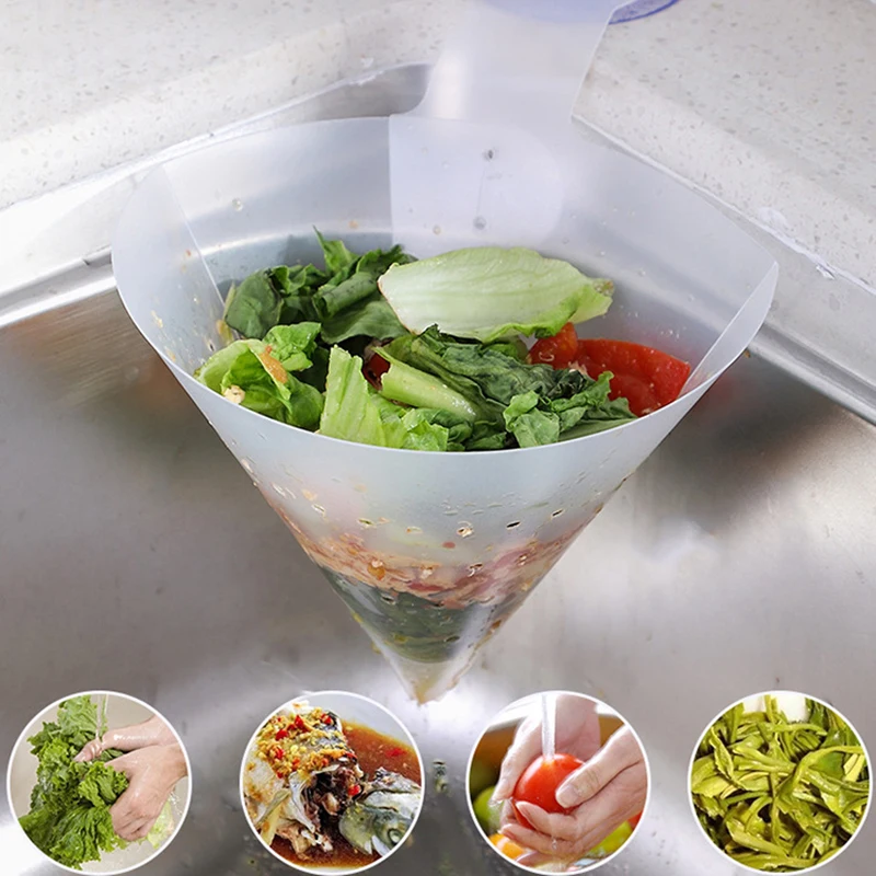 

Foldable Sink Filter Kitchen Leftovers Filter Sucker Hanging Net Drain Basket Sorting Garbage Anti-Blocking Funnel Filter Basket