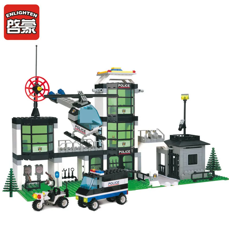 Крупный самолет аэробас 466 шт. город полицейская станция SWAT мотоцикла вертолет