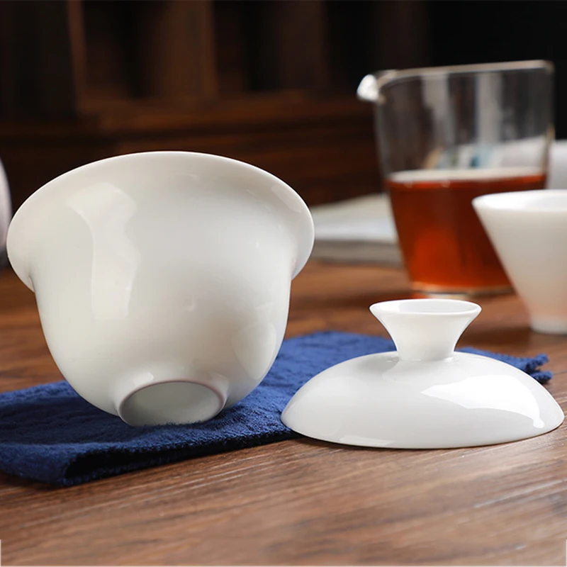 High quality Portable tea set Include 3 cups 1 GaiWan bag Chinese Travel White porcelain Kung Fu Tea Cup Free shipping B32 | Дом и сад