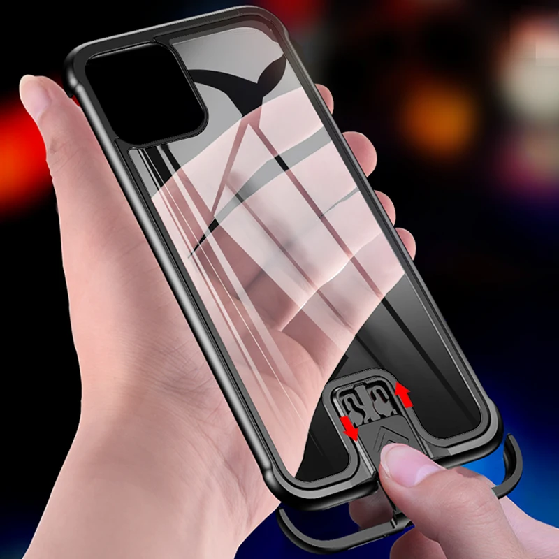 Для iPhone11 противоударный двухтактный металлический каркас задняя крышка из закаленного стекла чехол для iPhone 11pro Max чехол