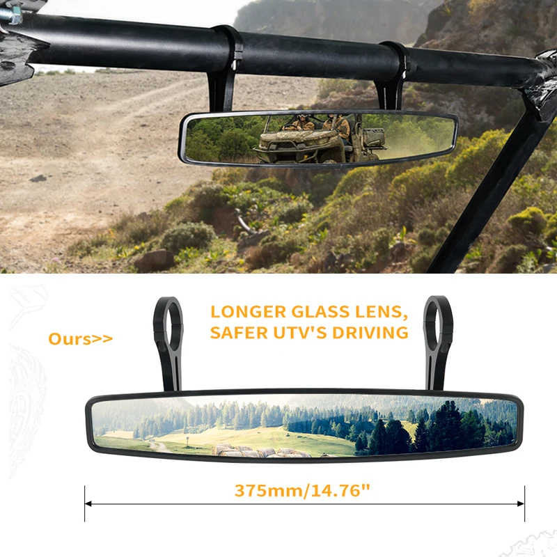 

UTV 15" Wide Rear View Racing Mirror for Polaris RZR 4 800 2010-2014 900 2014-2015 4 XP 900 2012 170 2013 2015 Rearview Mirror