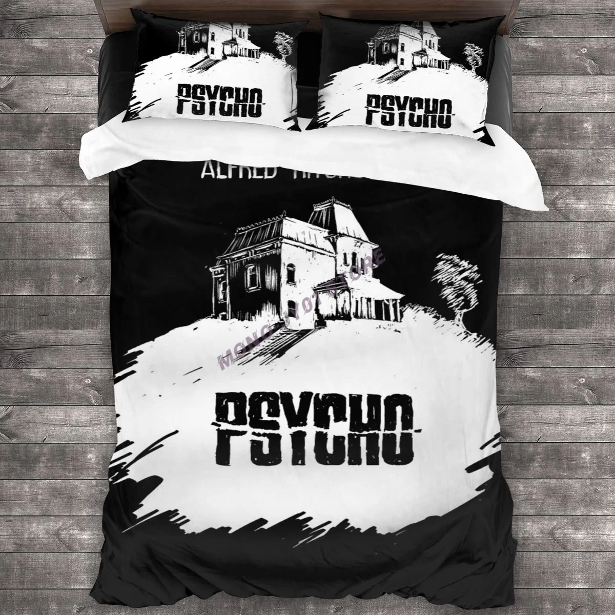 

Alfred Hitchcocks Psycho By Burro! (black Tee Version) Bedding Set Duvet Cover Pillowcases Comforter Bedding Sets Bedclothes