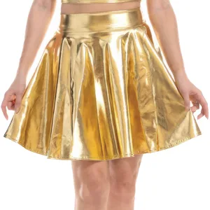Юбка длиной выше колена, цвета металлик, SMLXL