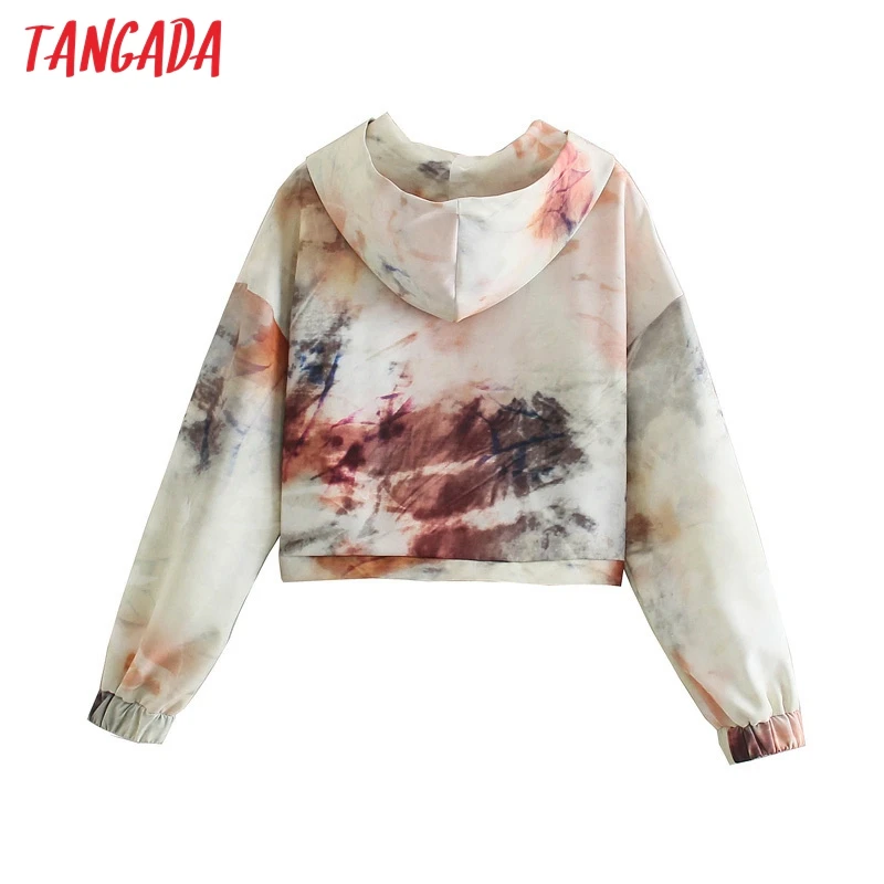 

Tangada Women Tie-dye Print Hoodie Sweatshirts 2021 Oversize Ladies Pullovers Pocket Hooded Tops 5Z77
