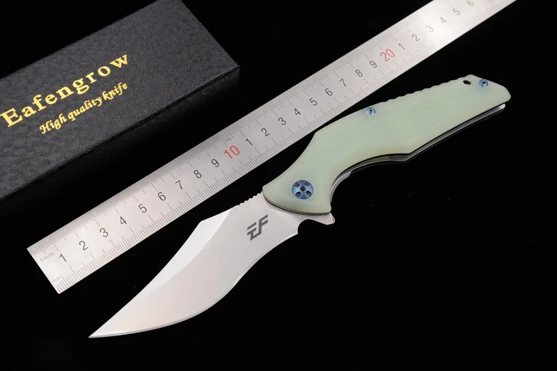 Jade color Eafengrow 11,11 G10 ручка Настоящее D2 60 лезвие HRC лагерь Охота на открытом воздухе выживания карманный фруктовый EDC Инструмент Универсальный складной нож - Цвет: Jade color