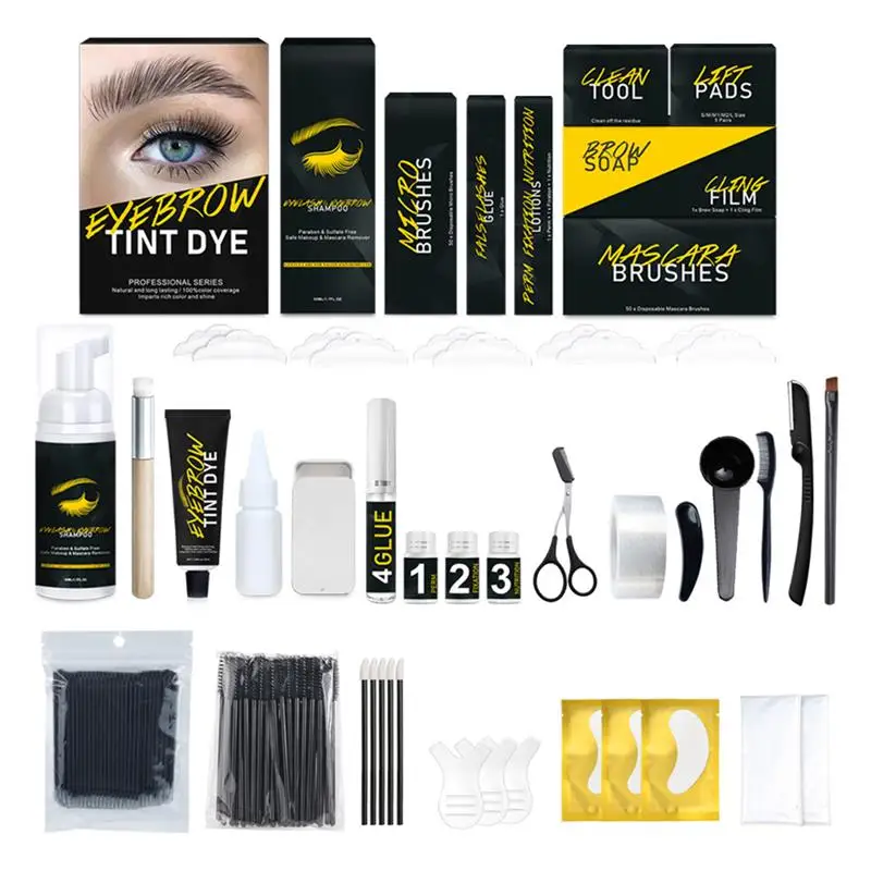 

3 In 1 Makeup Eyelashes Eyebrow Tint Dye Kit Dye Eyebrow Cream Set For Eyebrows Lash Lift Professional And Beginner Maquillaje