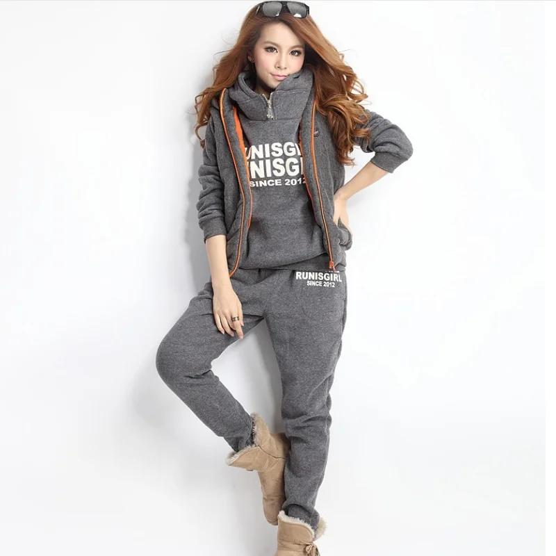 

Women's fashion alphabet print suit transport 3-piece stretch running pants sportswear elastic belt fitness pants warm vest