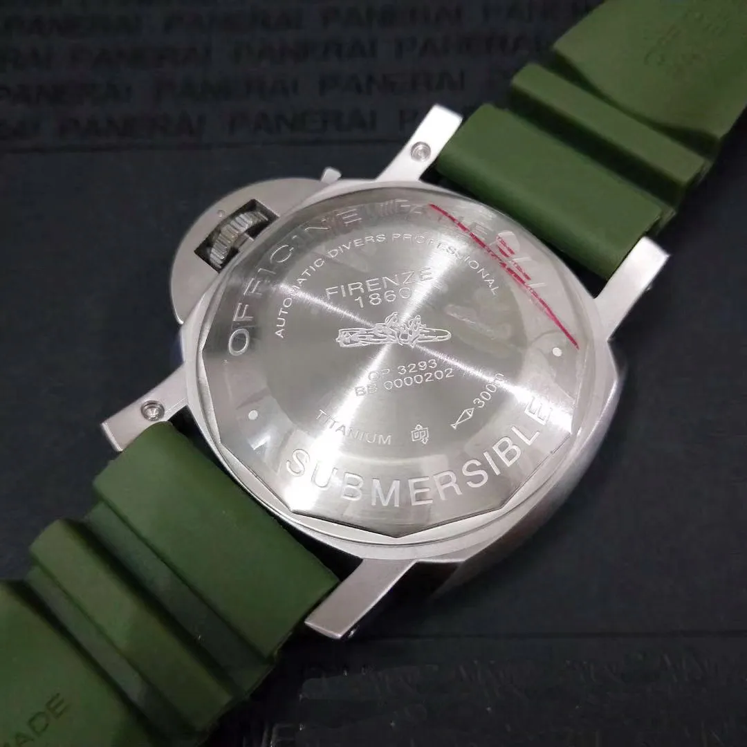 

Classic New Men Automatic Mechanical Self Wind Silver Green Rubber Stainless Steel Luminous Watch AAA+ 47MM