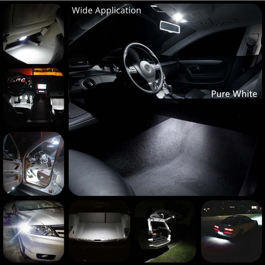 WLJH 6x яркая светодиодная лампа T10 W5W 158 194, автомобильная интерьерная купольная карта, грузовой номерной знак, приборная панель, панель приборной панели, светильник