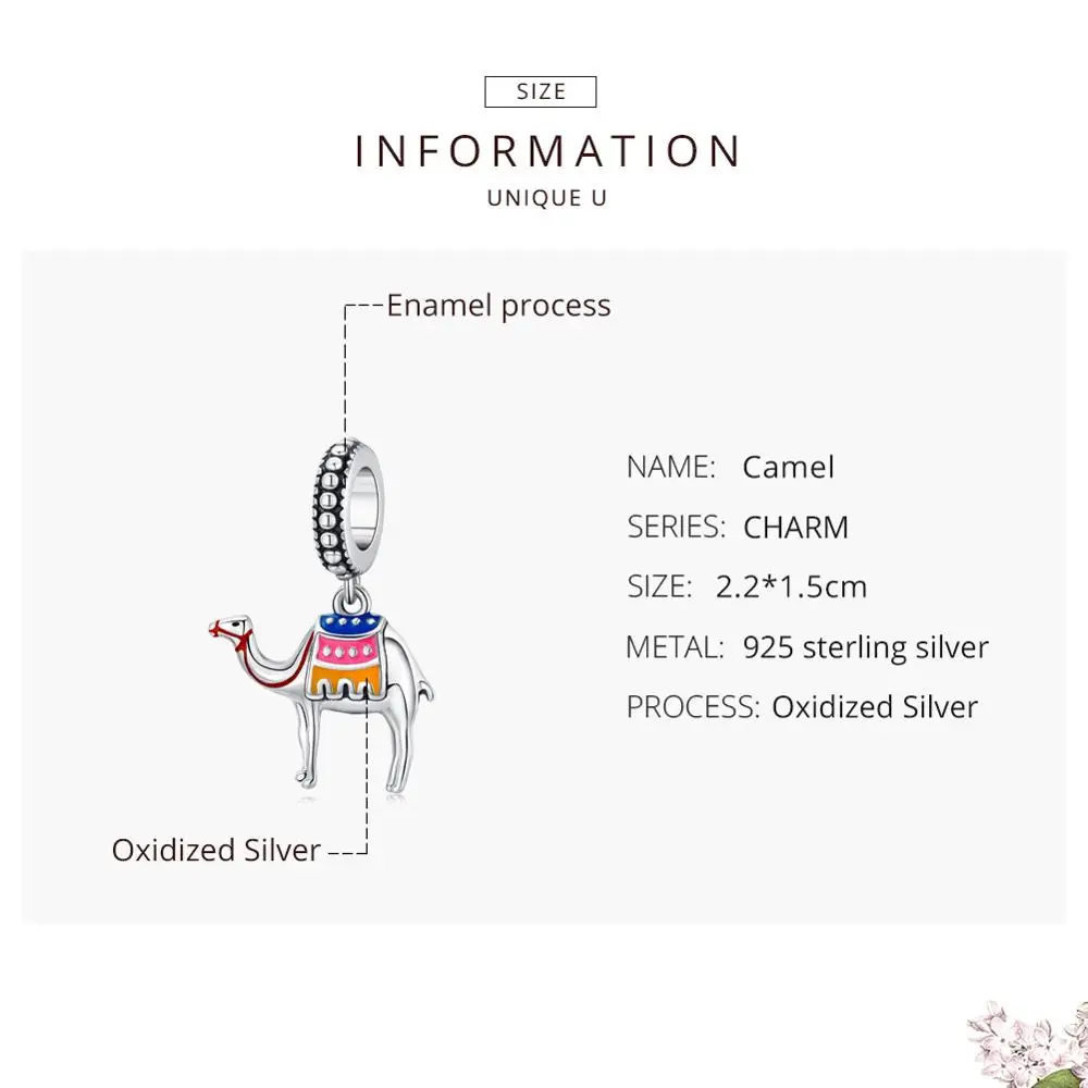 WOSTU 925 Sterling Silver Desert Camels Dangle Charms Fit Original Bracelet Pendant Necklace Jewelry Making FIC1376 | Украшения и