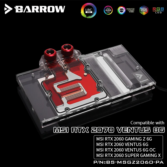 Курган водяного блок использовать для MSI RTX2060 игровой Z 6G/RTX2060/2070 VENTUS 6G/6G OC/полное покрытие GPU Блок/5В 3PIN заголовок A-RGB