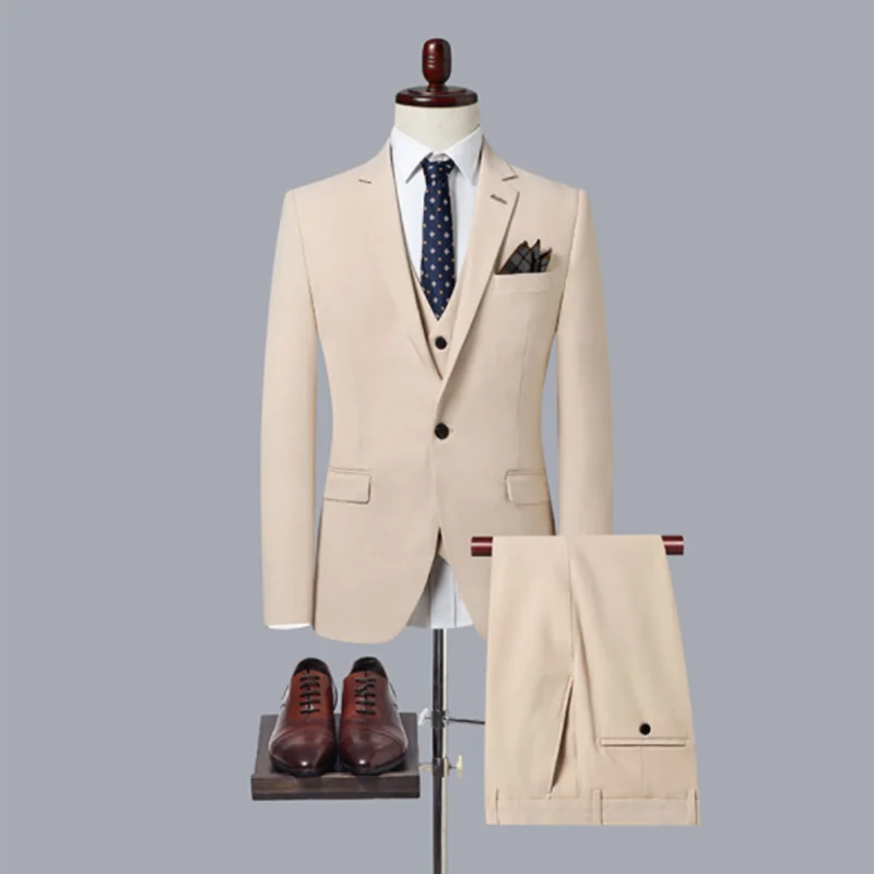 

Мужские костюмы на осень и зиму, деловые повседневные однобортные британские мужские костюмы, 3 комплекта (пиджак + жилет + брюки), мужские св...