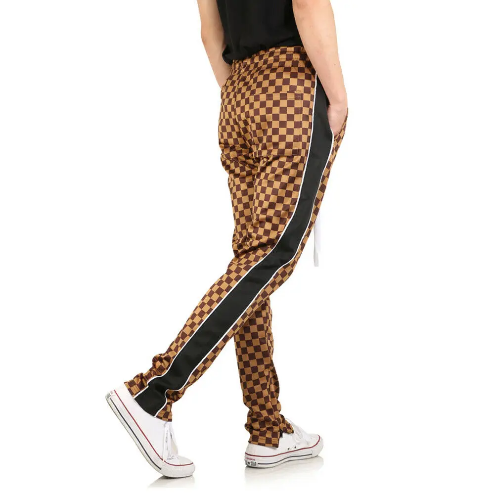 Мужские повседневные клетчатые длинные брюки модные мужские спортивные с