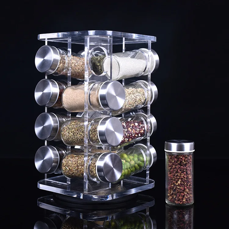 

16 jars glass seasoning jar storage rack to save space in the kitchen