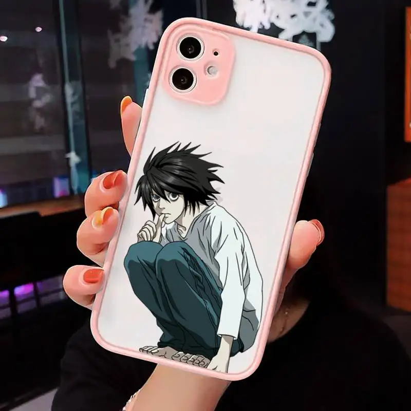 

Death Note Ryuk kira Phone Case For iPhone 12 11 Mini Pro XR XS Max 7 8 Plus X Matte transparent Pink Back Cover