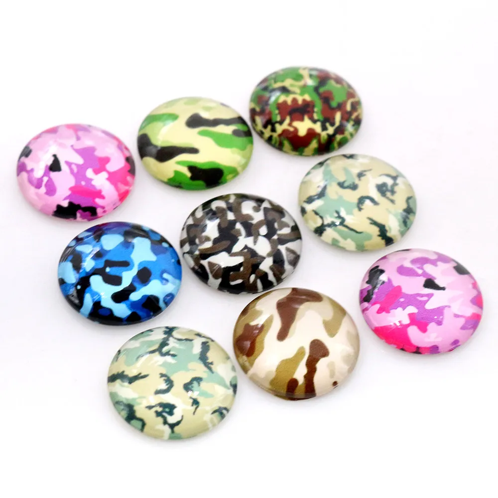 8 мм 25 Смешанные цвета камуфляж микс ручной работы стекло кабошоны шаблон