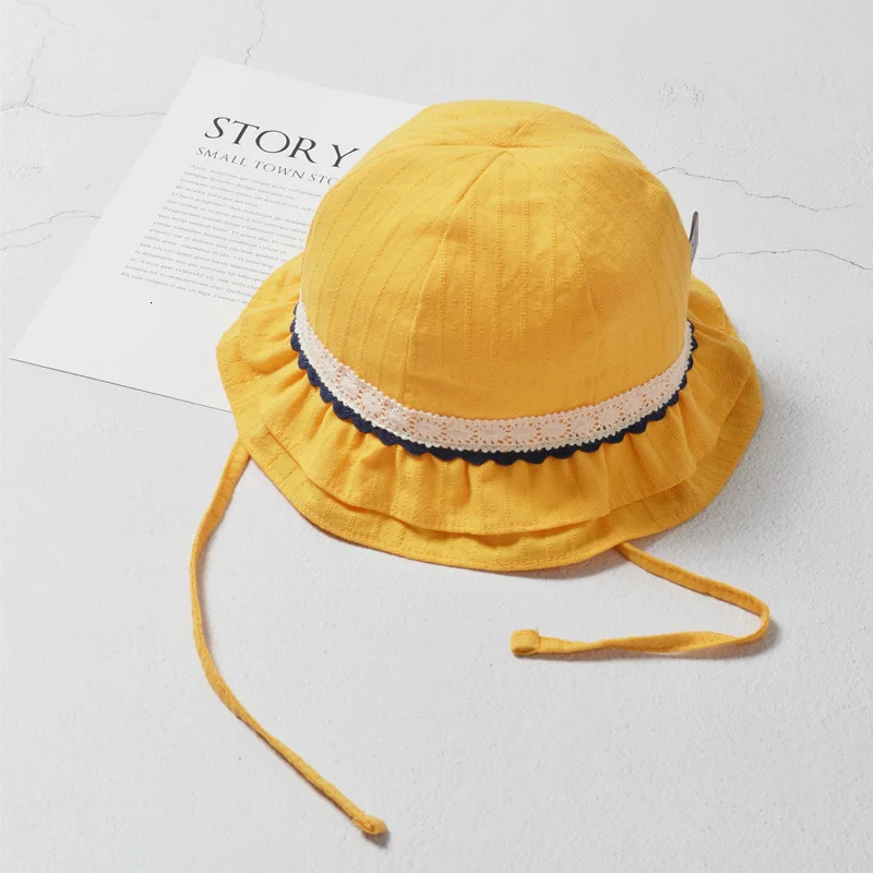 Панама с ушками для девочек и взрослых милая корейская шляпа рыбалки желтая лето