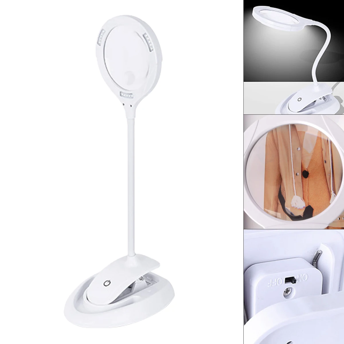 10X ABS + силиконовый шланг Регулируемый заряжаемый Настольный зажим Лупа с тремя