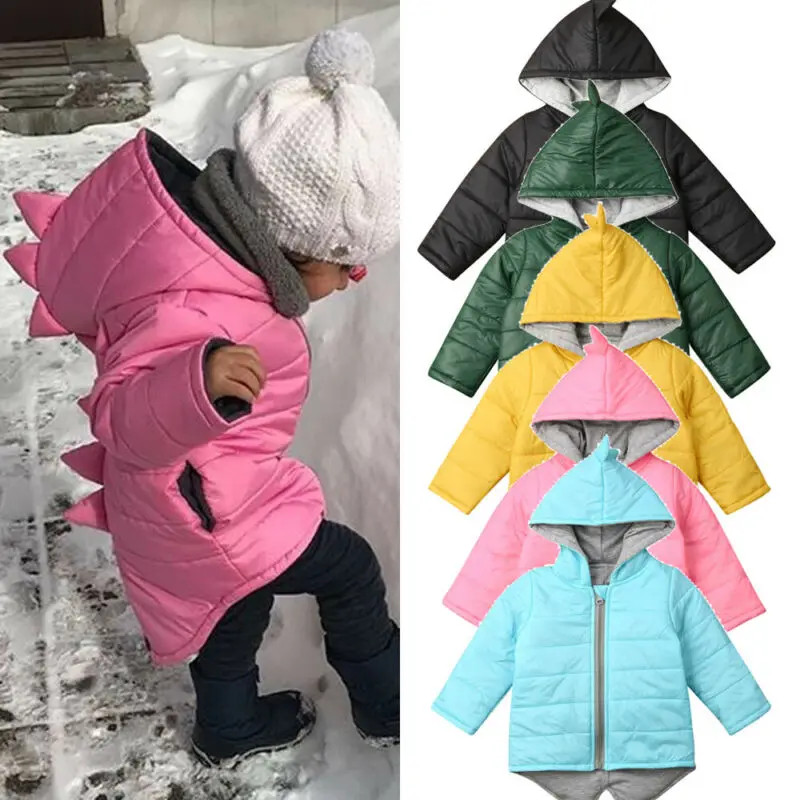 Toddler Kids Baby Girl Boy 1T-7T Hoodies Outwear Coat 3D Dinosaur Winter Warm Jacket | Детская одежда и обувь