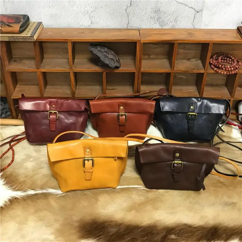 

Retro 2021 New Genuine Leather Bag Ladies Mini Bags Leisure Soft Cowhide Solid Color Small Shoulder & Crossbody Bags