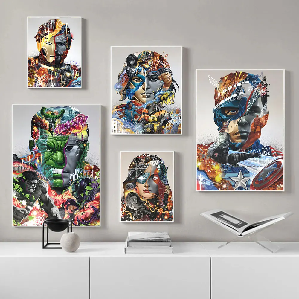 Абстрактная вышивка комиксов Marvel холст картина Мстители Капитан Америка плакаты