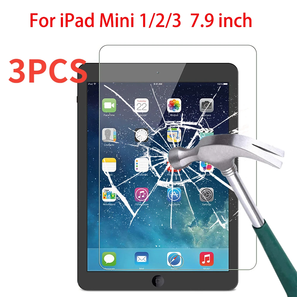 

3PC Tempered Glass For iPad 7.9 Inch Mini 1 2 3 Screen Protector Protection Film A1599 A1600 A1601 A1489 A1490 A1491 A1432 A1454