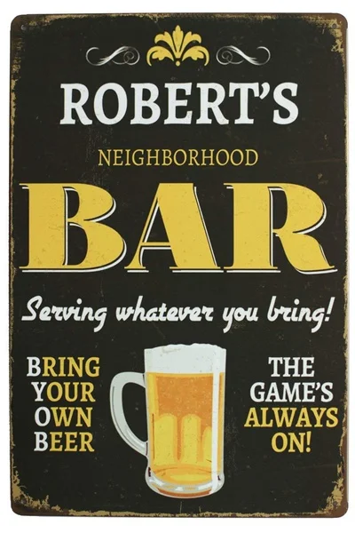 

Roberts Neighborhood Bar, Metal Tin Sign, Vintage Plaque Bar Pub Home Wall Decor, 8 x 12 inch