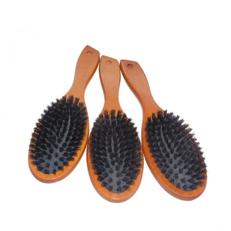 

Natural Boar Bristle Hairbrush Massage Comb Anti-static Hair Scalp Paddle Brush Beech Wooden Handle Hair Brush Styling Tool