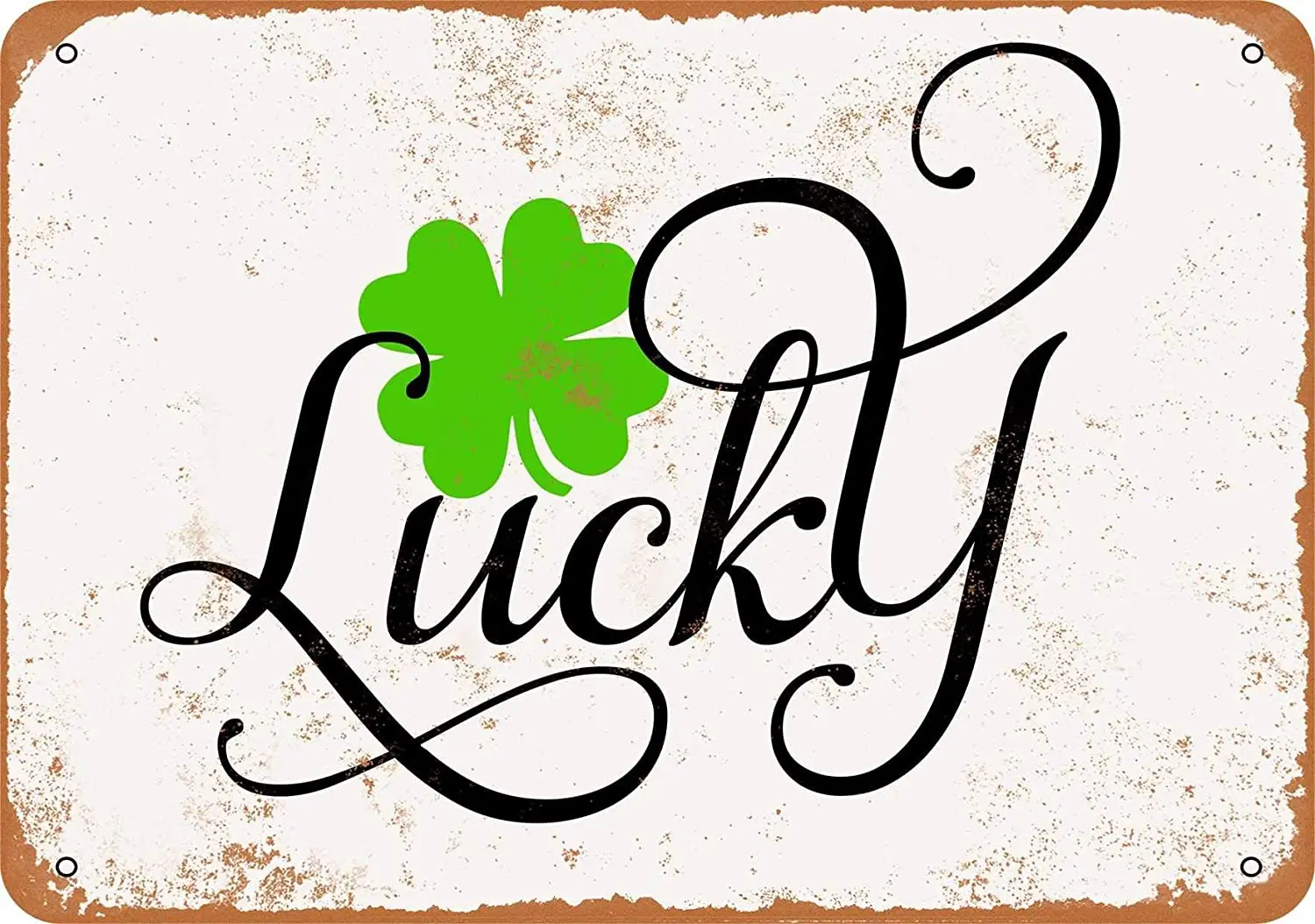 

WallColor 8*12 Metal Sign Lucky Clover Vintage Look