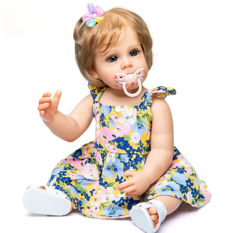 

Реалистичная кукла новорожденный, 22 дюйма, 55 см, мягкая виниловая кукла с реалистичным внешним видом для новорожденных, полностью виниловая...