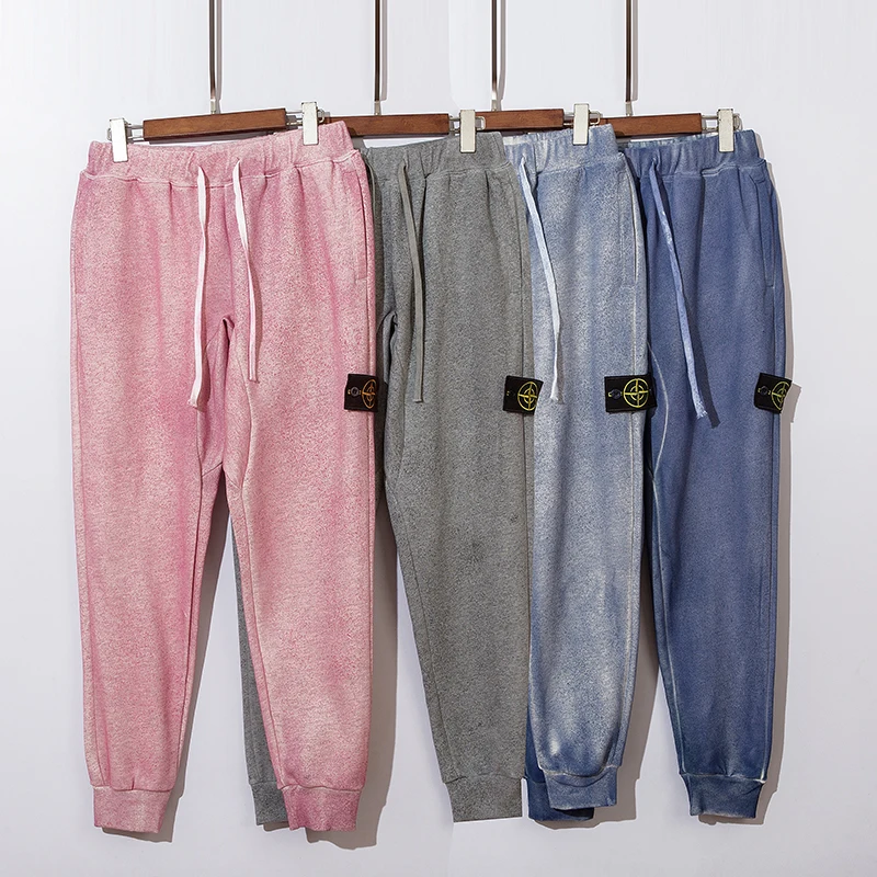 

Island Stone New Spring Clothes Embroidered Compass Badge Armband Dyeing Effect Sports Leisure Pants