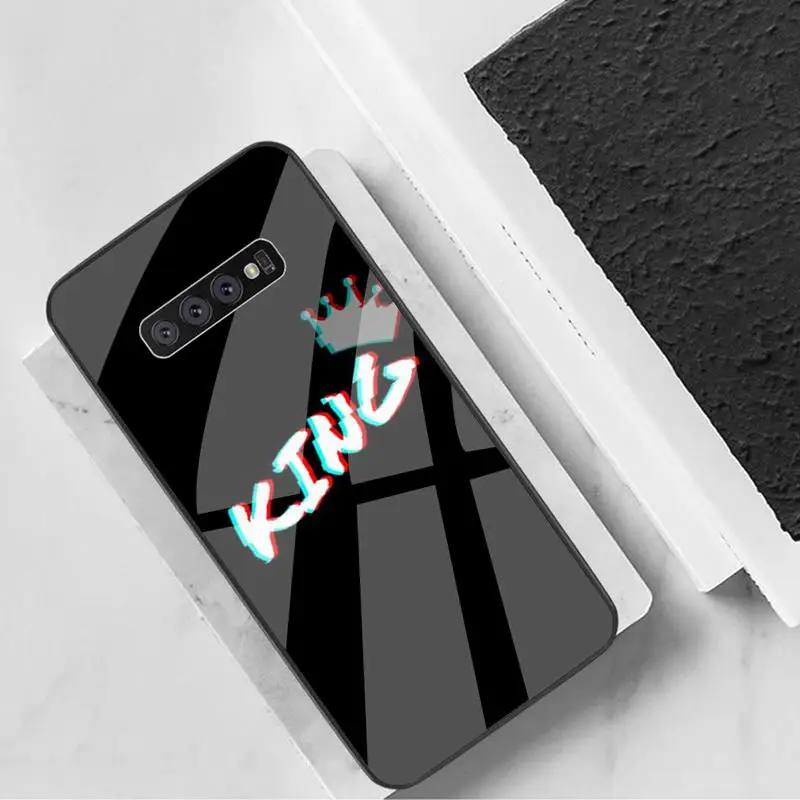 

King Gueen Phone Case Tempered Glass For Samsung S6 7 8 9 10 20 Plus Ultra Note8 9 10 10pro