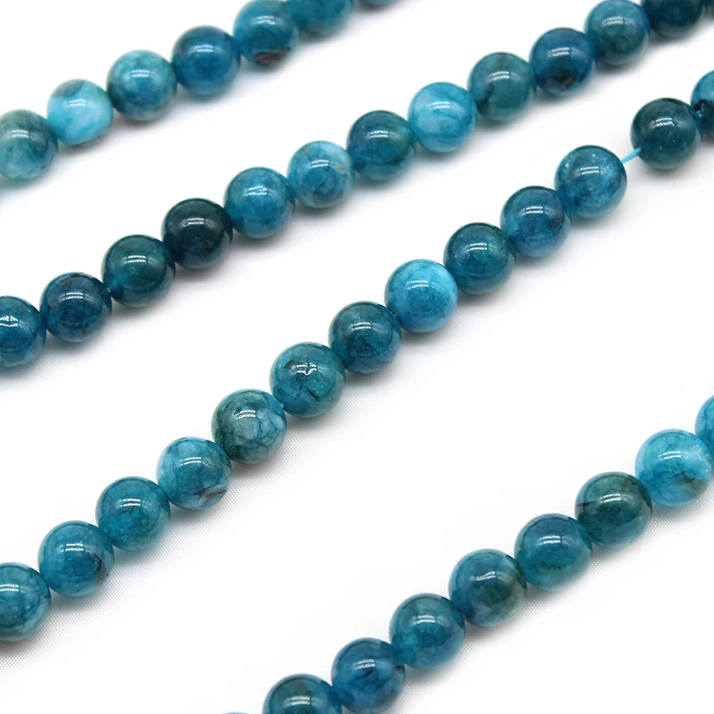Smooth Blue Apatite Stone Beads  Round Loose Spacer Beads 6 8 10mm For Jewelry DIY Making Bracelet Earrings Accessories 15'' images - 6