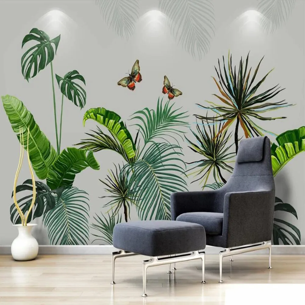 Milofi большие обои на заказ 3D Ручная роспись растения банановый лист цветок фон