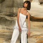 Пижама с перьями Restve, Женский комплект из 2 предметов, атласные топы на бретелях-спагетти, повседневный костюм без рукавов, женская одежда для сна, комплекты с брюками