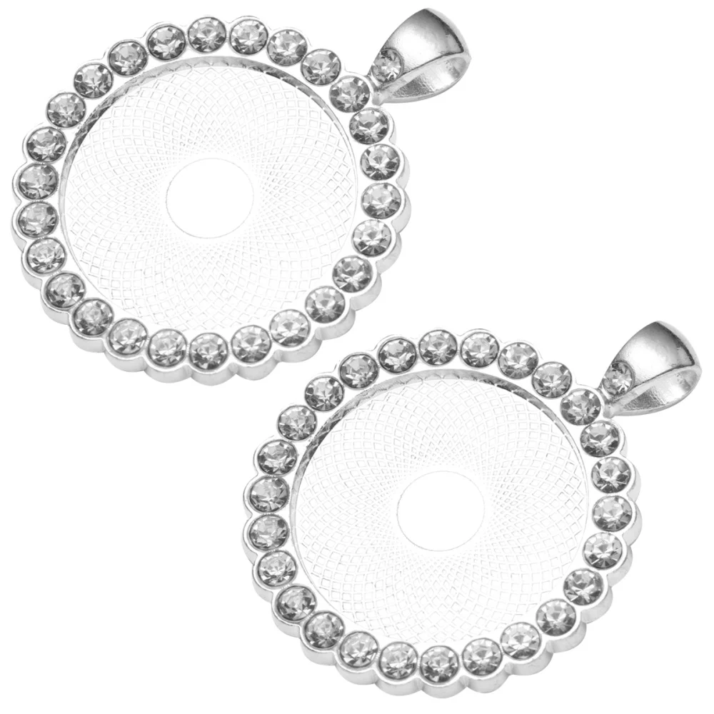 

12pcs DIY Pendant Parts Shining Beautiful Round Rhinestone Alloy Jewelry Accessories (Golden, 25mm)
