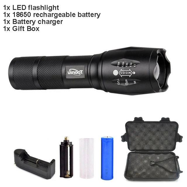 E Tooniu XM-L T6 L2 алюминиевый водонепроницаемый Zoomable CREE светодиодный тактический флэш-светильник фонарь светильник для 18650 аккумуляторной батареи или AAA - Испускаемый цвет: E