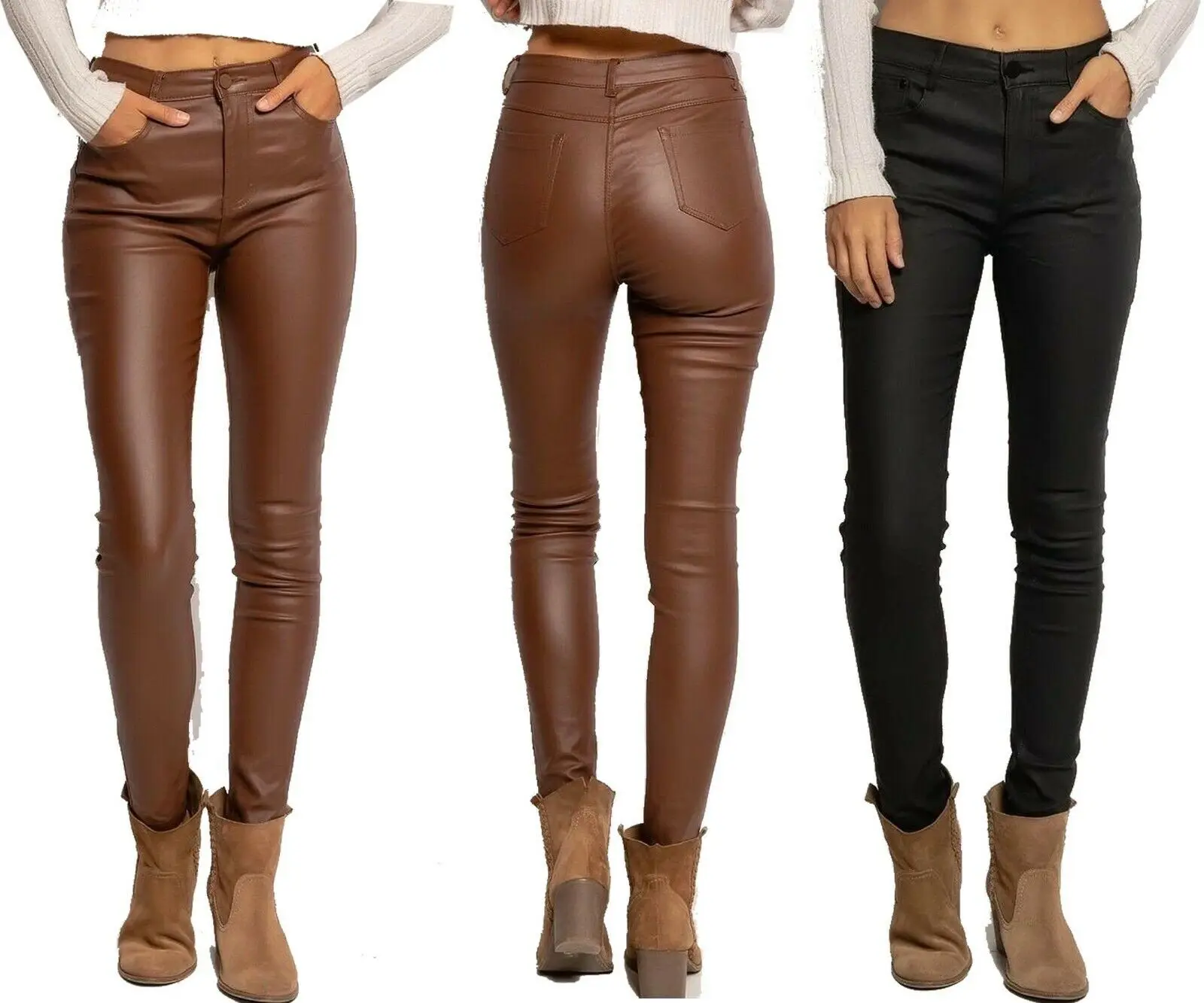 

Новые женские пикантные брюки из ПУ кожи, облегающие узкие джинсы с высокой талией