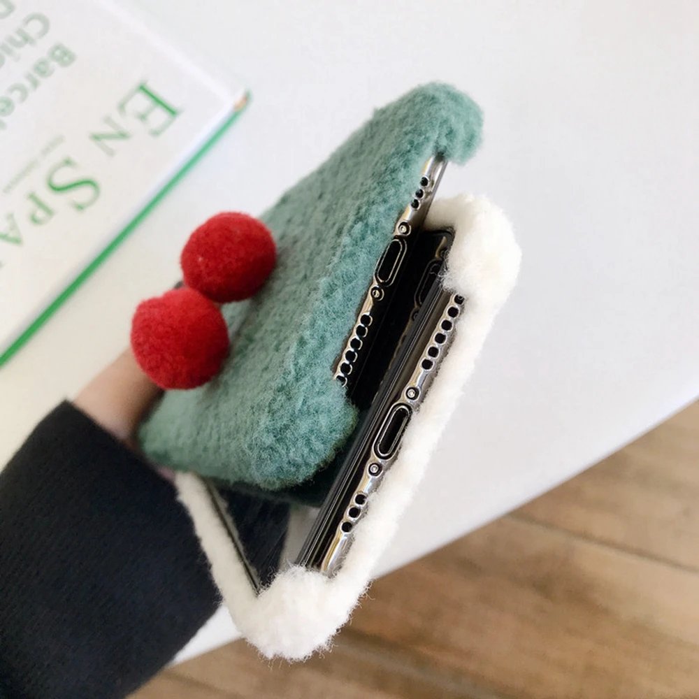 Чехол для iPhone 11 чехол 11Pro Max зимний мех мягкий овечья шерсть девочки 7 8 Plus Xs