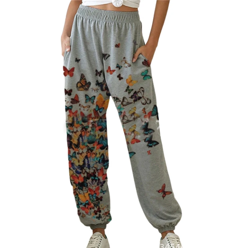 

Casual Women Printed Jogger Pants Elastic Waist Pattern Sweatpants Workout Trousers Fashion Ladies Baggy Pants Street Trousers