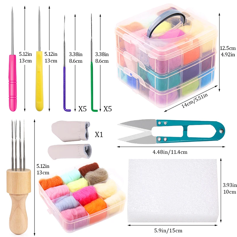 MIUSIE Wool Felt Kit Needle Felting Tool Fibre Fabric DIY Handmade Craft For Craftwork | Дом и сад