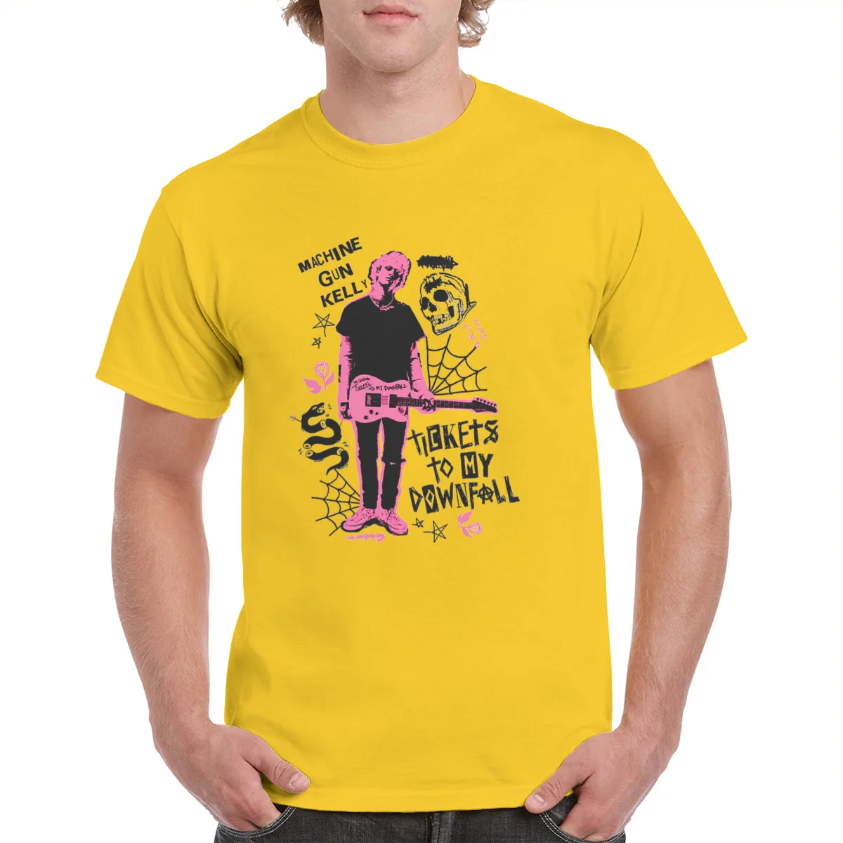 

Pop Multicolor Machine Gun Kelly t shirt Unisex Harajuku Street 100% Cotton T-shirt Female/Man MGK Tops Hip Hop Skull graphics
