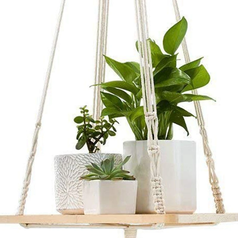 Макраме для растений Вешалки висит завод полка Крытый настенный ящик комнатных