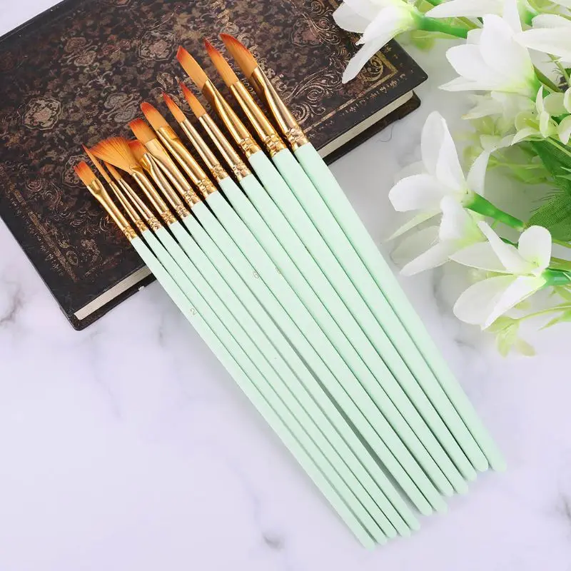

12 шт набор кистей для рисования для художника нейлоновые волосы акварельные инструменты акриловые масляные краски