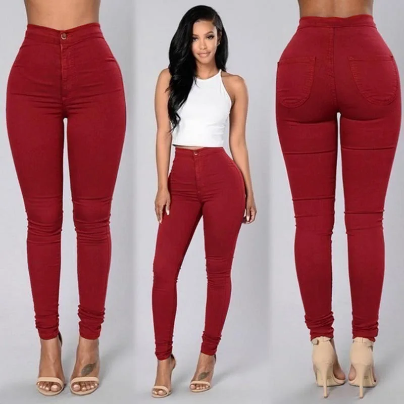 

2021 Women's Pants Casual Plus Size Push Up Leggings High Waist Pencil Pant Skinny Candy-colored Jeans Sexy Stacked Leggings